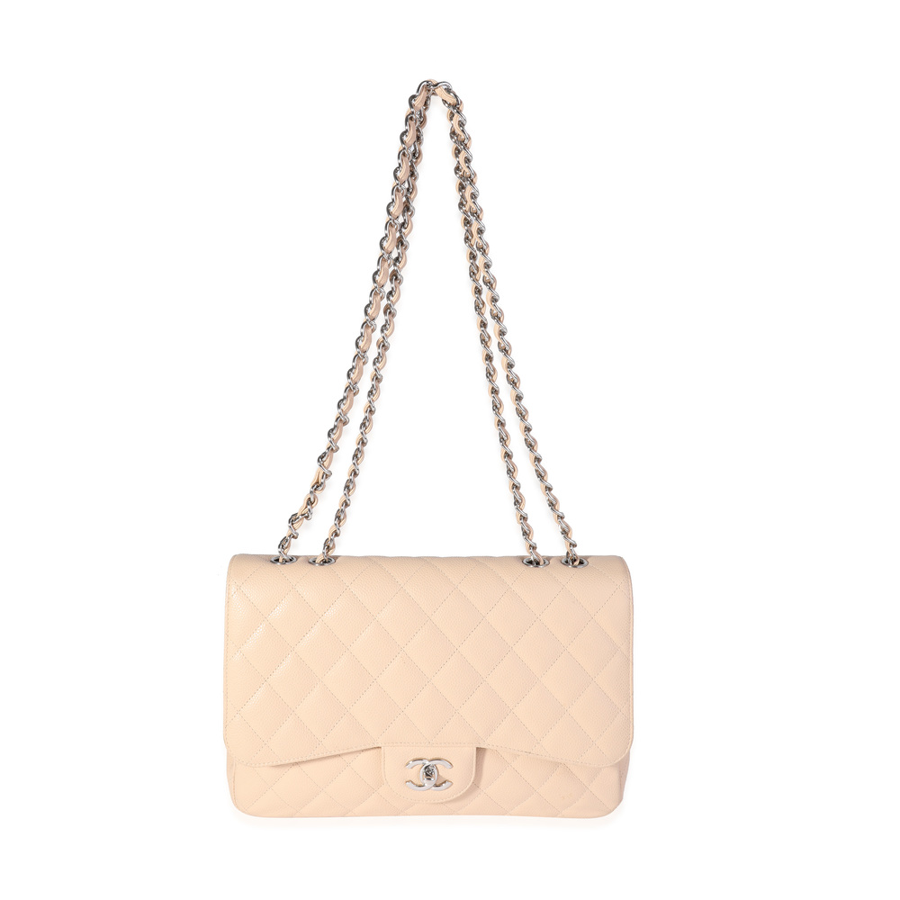 Chanel Beige Quilted Caviar Jumbo Classic Single Flap Bag - Picture 2 of 7